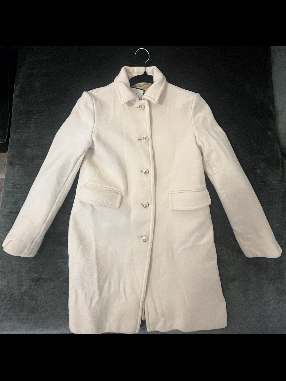 Gucci Cream Single-Breasted Wool Trench Coat